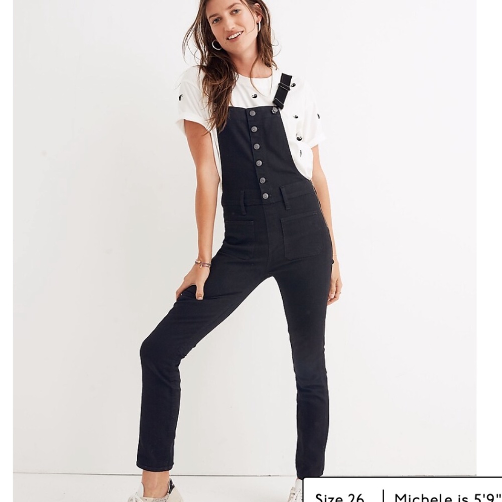 MADEWELL Skinny Overalls in Black Frost: Button-Front Edition